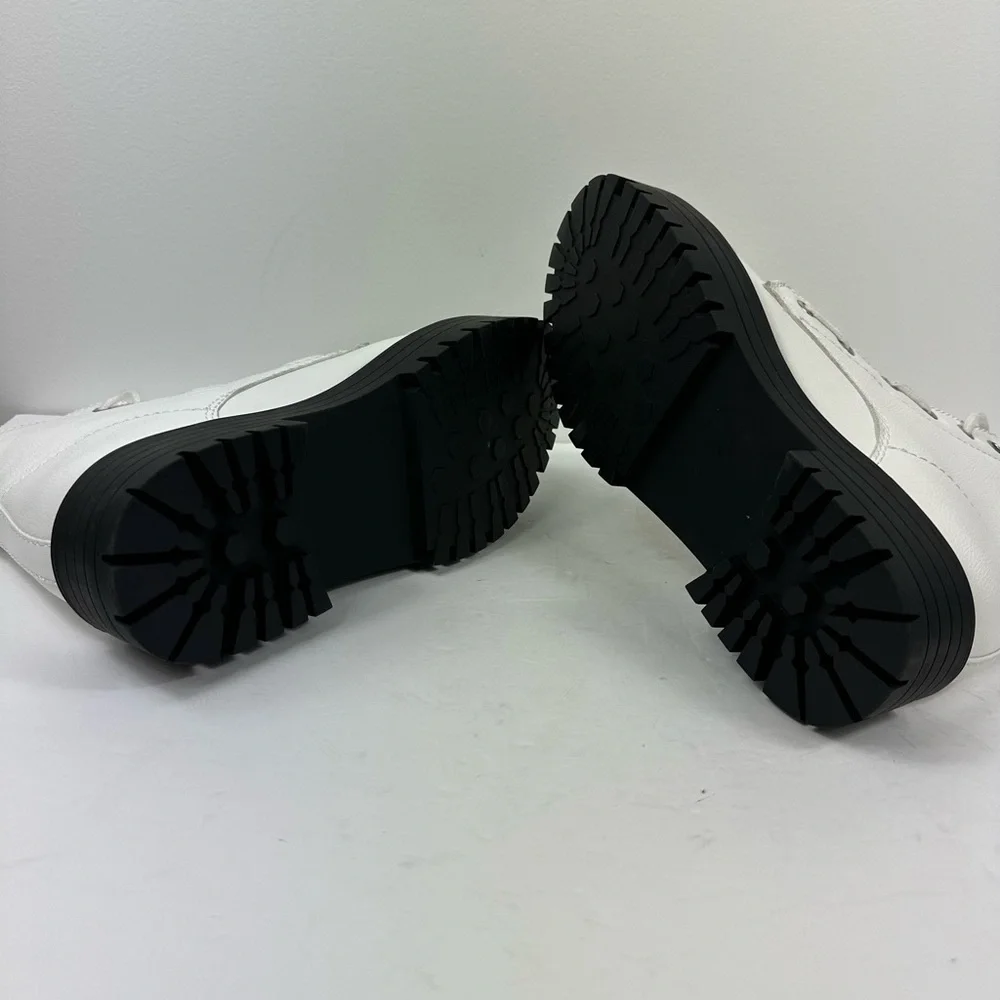 Women’s Sugar White Round Tow Block Combat Boots Size 8.5 - Picture 5 of 8